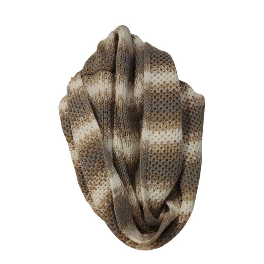 Calvin Klein One Size Infinity Loop Scarf Knit White Tan Gray